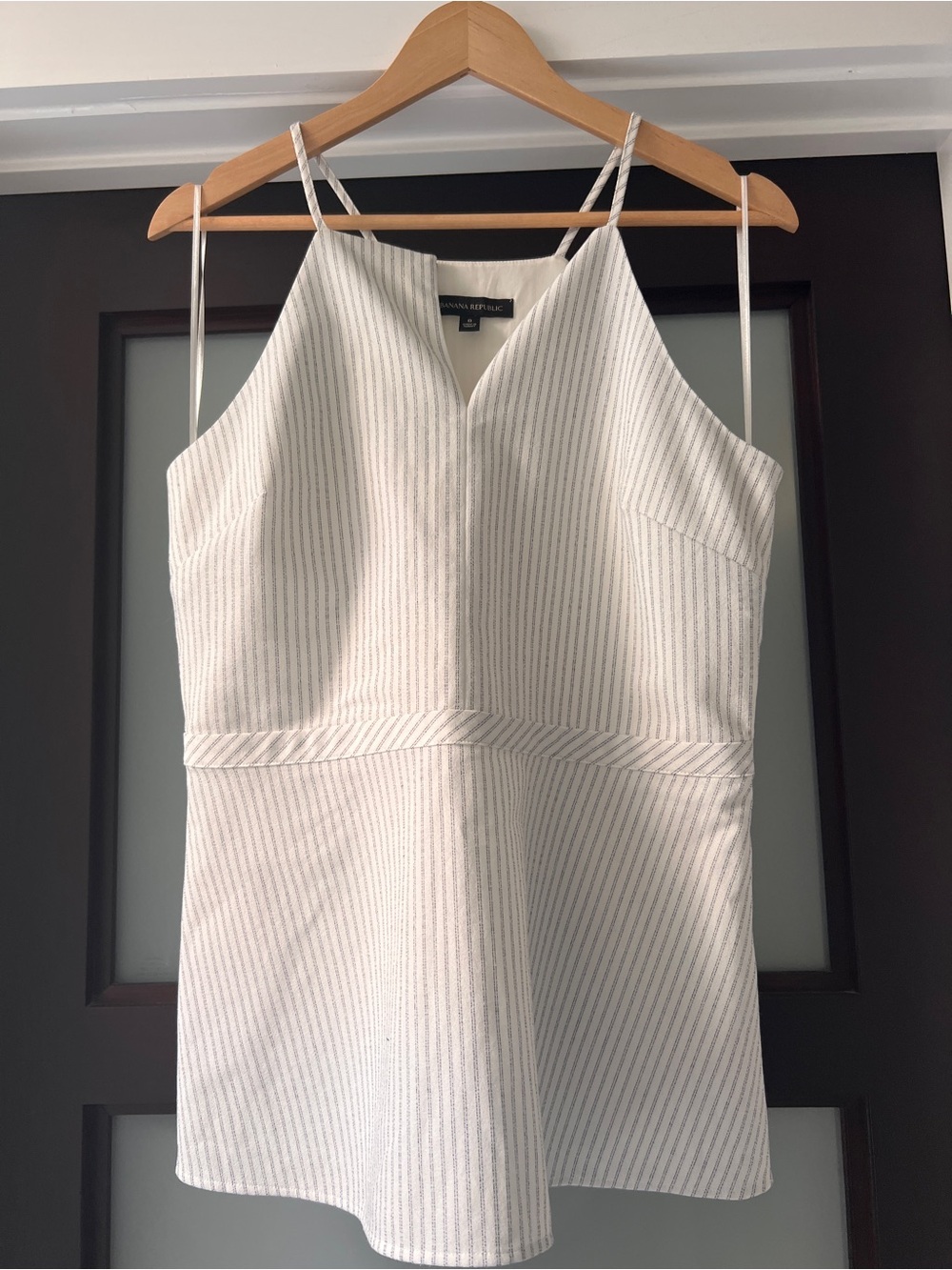 Banana Republic White Pinstripe Spaghetti Strap Dress